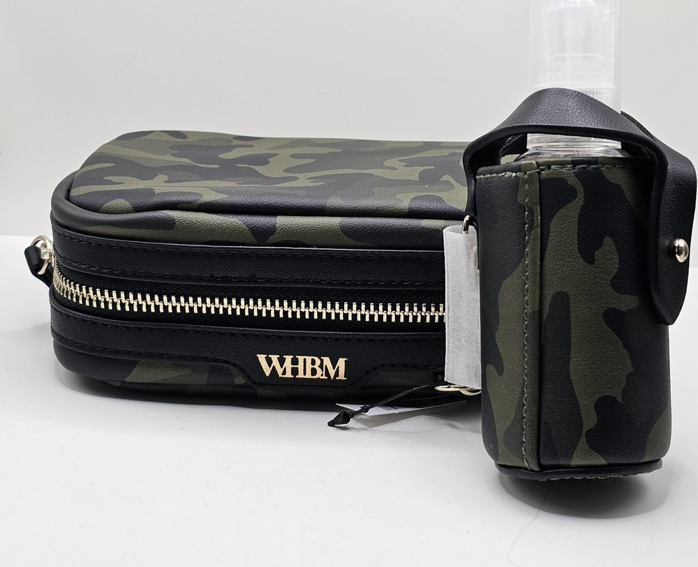 White House Black Market WHBM Camo Camouflage Beauty Case Set Spray Bottle NWT